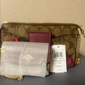 Coach Brown and Burgundy Crossbody Bag